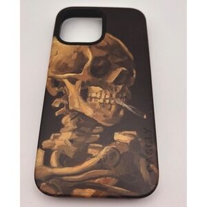 Casely iPhone 14 Pro Max Van Gogh Skull Skeleton‎ with Burning Cigarette Black